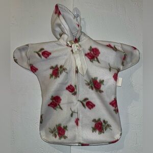 Hand Crafted Baby Bunting Fleece Floral with Ribbon
